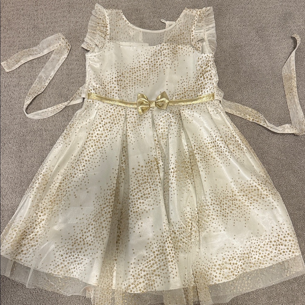 Gold Polka Dot Dress with Bow size 6